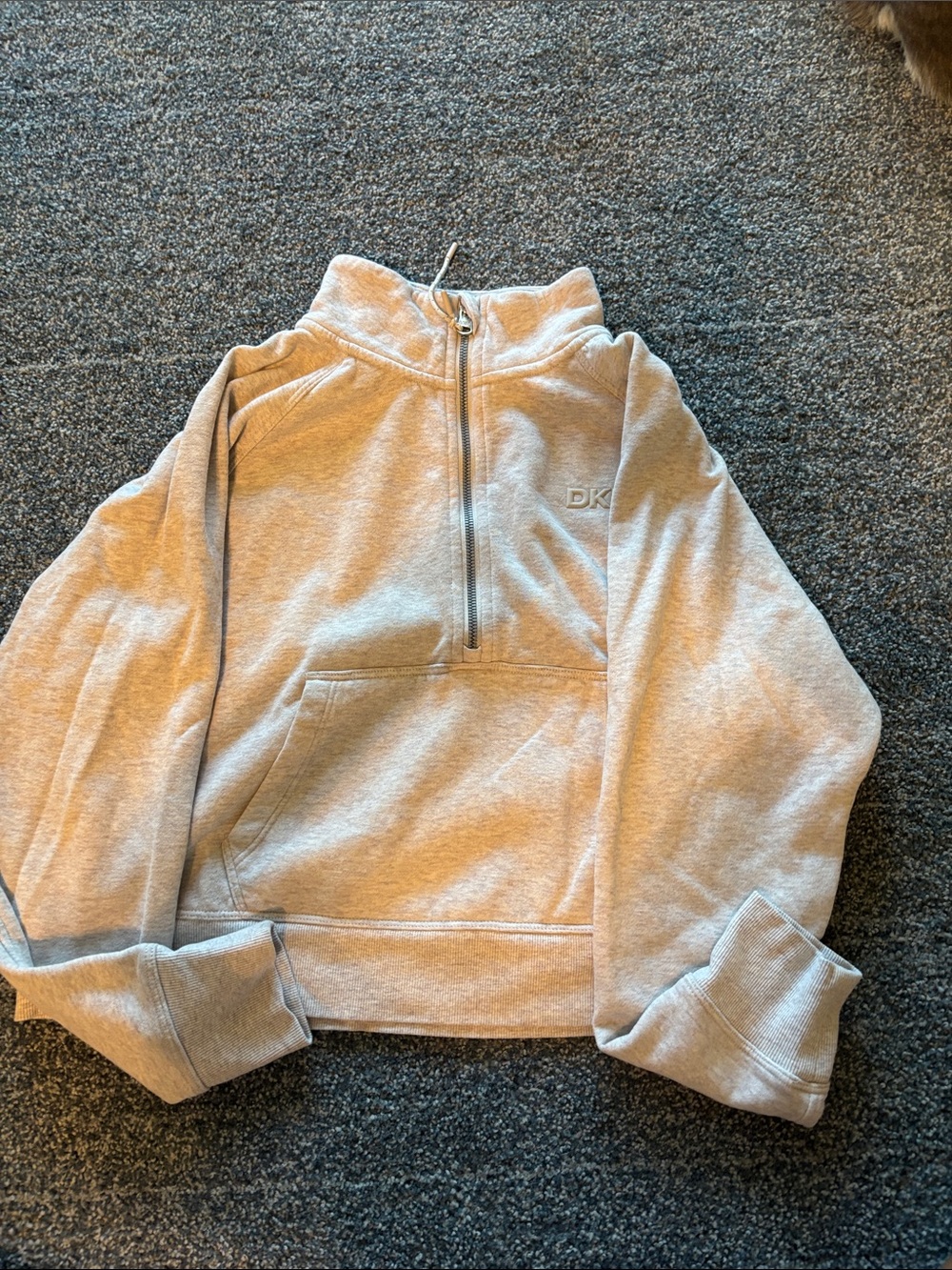 DKNY Men's Zip-Up Pullover in Light Gray